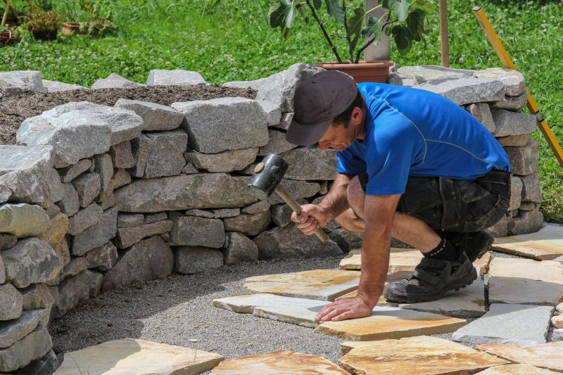 Stonework Installation in Fall